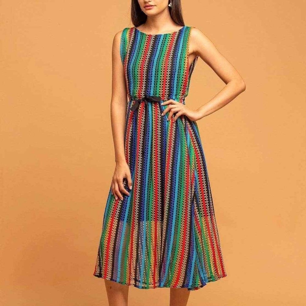 NWT Anthropologie Eva Franco Rainbow Crochet Dress
